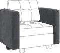 Module de siège central HONBAY pour canapé modulaire en velours, fauteuil d'appoint sans accoudoirs avec rangement, gris