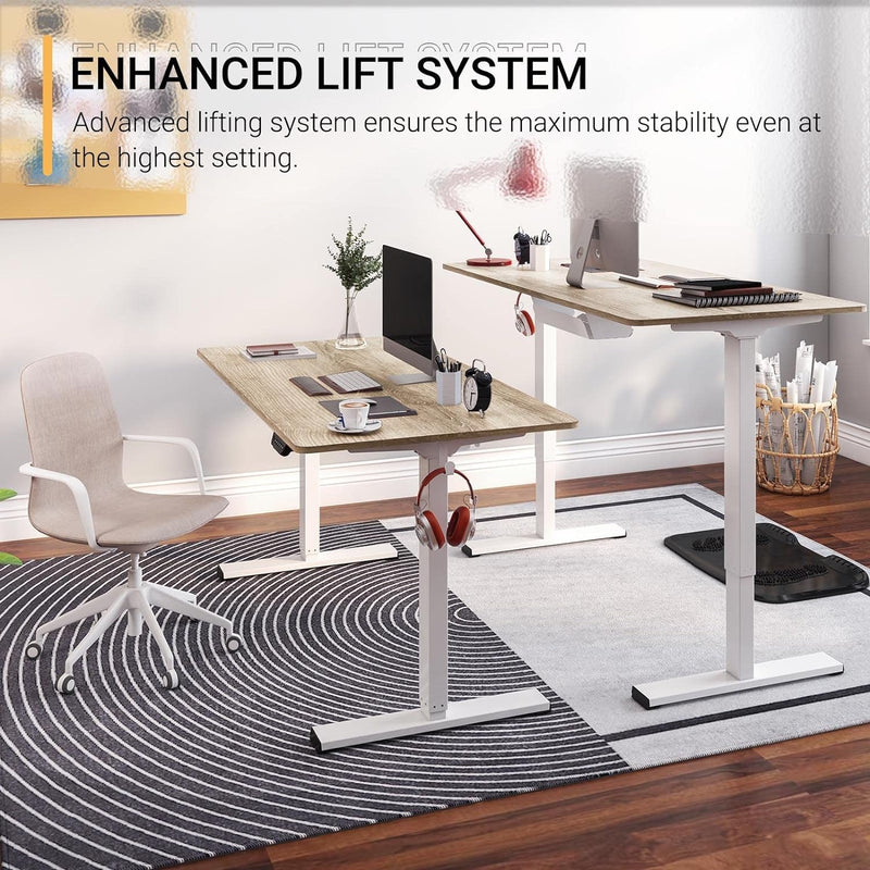 FLEXISPOT Standing Desk Electric Stand up Desk with 40 X 24 Inches Ergonomic Memory Controller Height Adjustable Desk with USB Charging Ports(White Frame + Classic Gray Desktop)