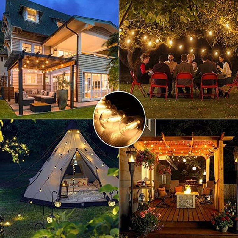 30FT S14 LED Outdoor String Lights, Christmas Patio Lights with 10 LED Edison Vintage Shatterproof Bulbs, IP65 Waterproof Hanging Outdoor Lights for Garden, Cafe, Party,Backyard Decor,Warm White