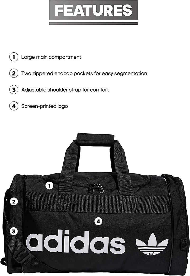 Adidas Originals Santiago Duffel Bag, Black/White, One Size