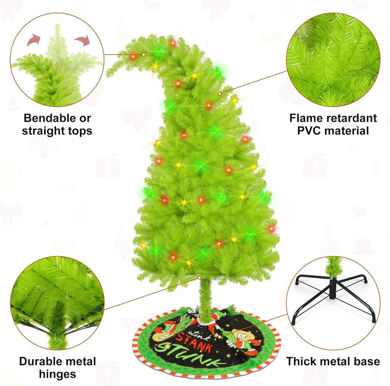 6FT Christmas Tree, Easy Setup Artificial Christmas Tree with Sturdy Metal Stand, Christmas Trees with a Bendable Top for Christmas Decorations