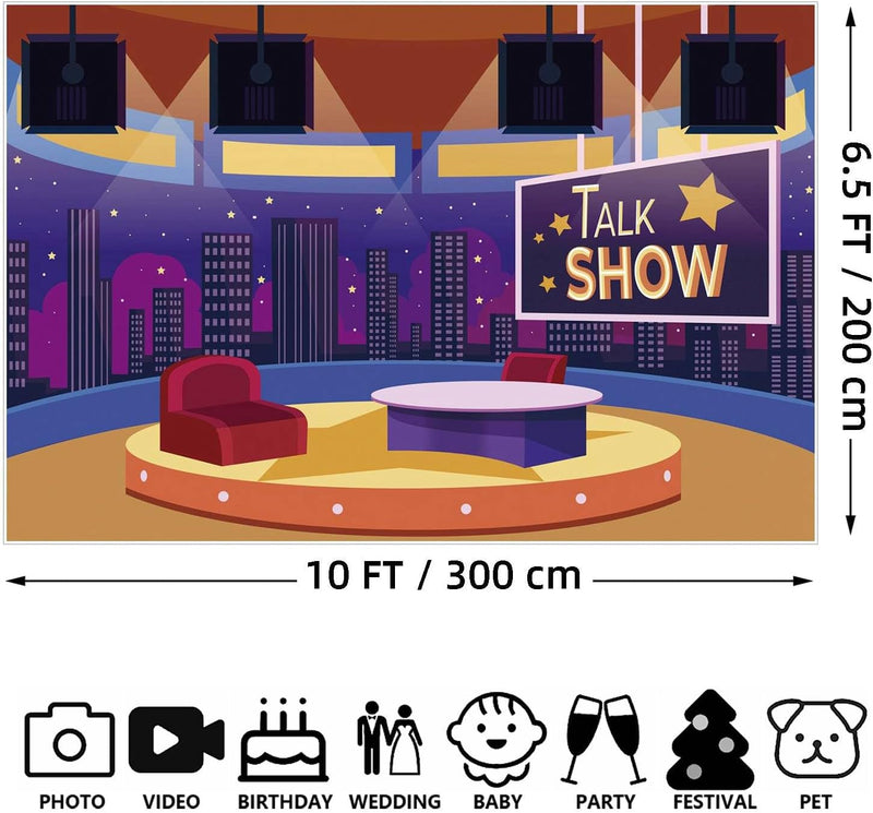 10X6.5Ft Direct Broadcasting Room TV Video Wall Photo Studio Background Teletorium Got Talk Talent Show Backdrop Children Birthday Graduation School Party Decoration Photography Back Drop