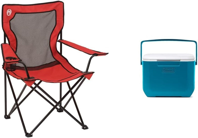 Coleman Broadband Mesh Quad Camping Chair, Cooling Mesh Back with Cup Holder, Adjustable Arm Heights, & Carry Bag; Supports up to 250Lbs