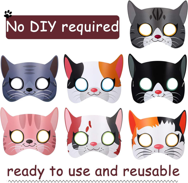 Blulu 16 Pieces Halloween Cat Masks Cat Birthday Party Supplies, Cat Masks Kitten Masks for Cat Theme Party Kitty Party