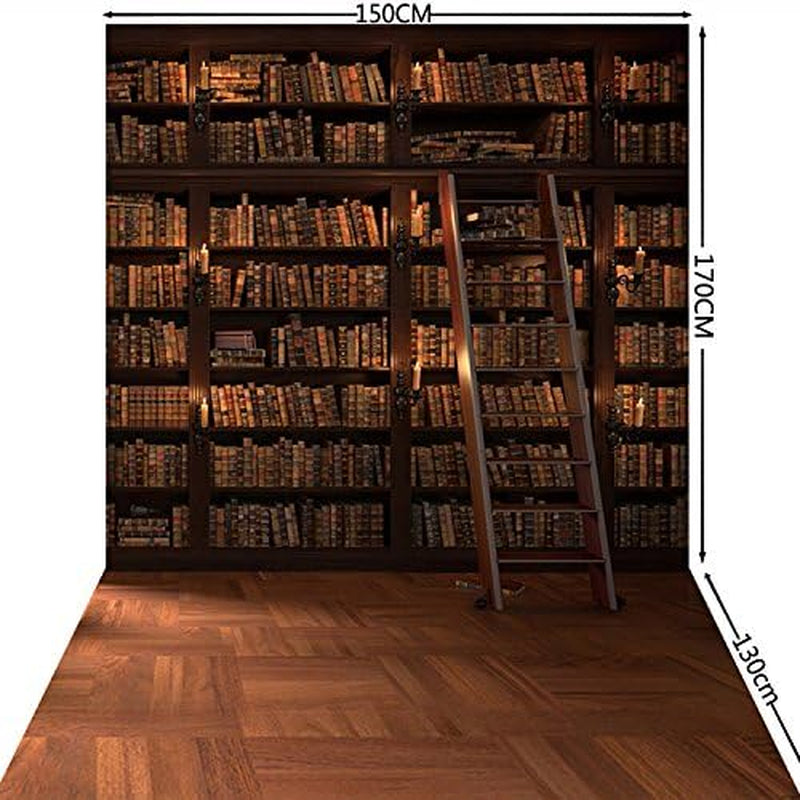 5X10Ft Wooden Bookshelf Photography Backdrop Library School Books Collection Photo Background Students Artistic Photo Booth Studio Props KP-004