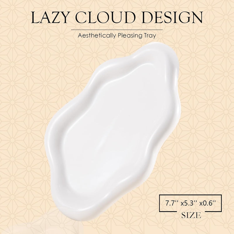 Ceramic Jewelry Tray Trinket Dish, Decorative Cloud Vanity Key Tray for Women, Ring Holder Dish, Cute White Jewelry Plate Bowl Room Decor Aesthetic, Birthday Mother'S Day