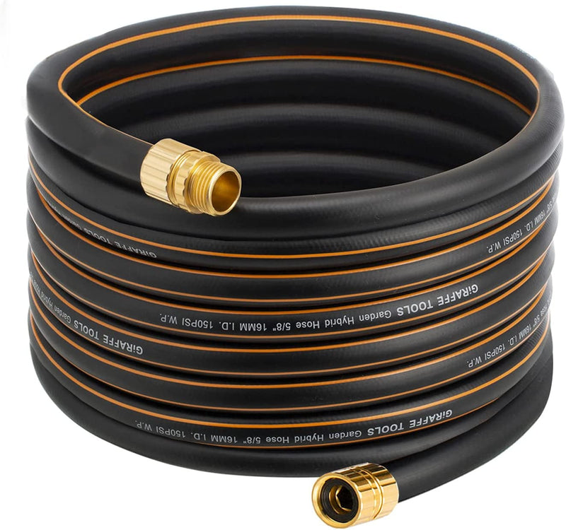 Giraffe Tools Leader Hose 5/8" X 4Ft, Custom Length, No Kink, Flexible, Leakproof Water Hose, Double Female Fittings, 600 Burst PSI, 4Ft, Black Orange