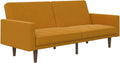 DHP Paxson Convertible Futon Couch Bed with Linen Upholstery and Wood Legs - Mustard