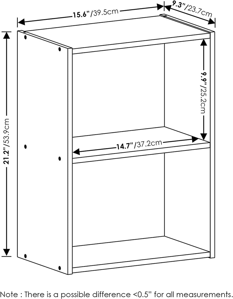 Furinno Luder Bookcase / Book / Storage, 2-Tier, White