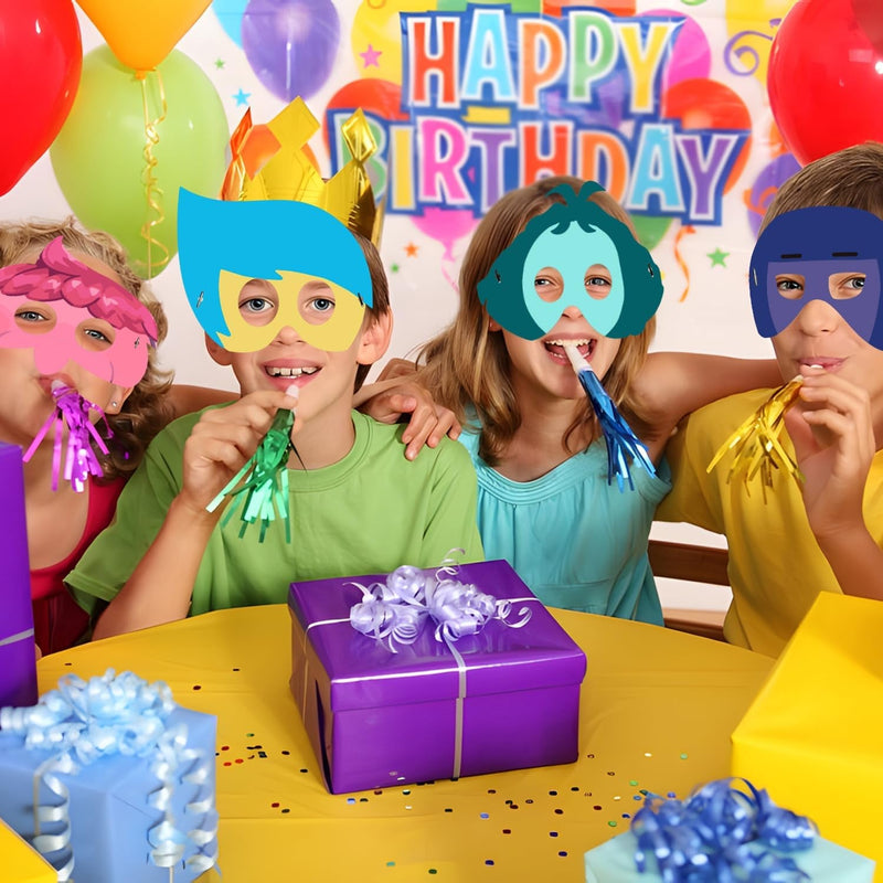 18Pcs inside Mask Birthday Party Decorations, Party Favors for Dress up Masks Photo Booth Prop Cute Character Cosplay Birthda Party Supplies