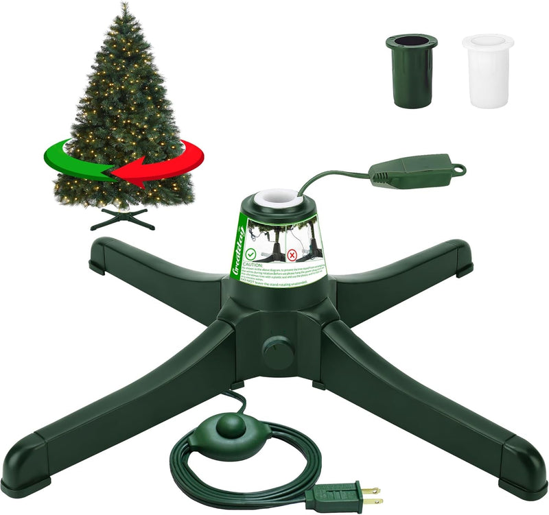 GREATDAY Electric 360-Degree Rotating Tree Stand with Foot Switch,Up to 7.5Ft and 80 Pounds Artificial Tree,With 3 Settings Trunk Diameter