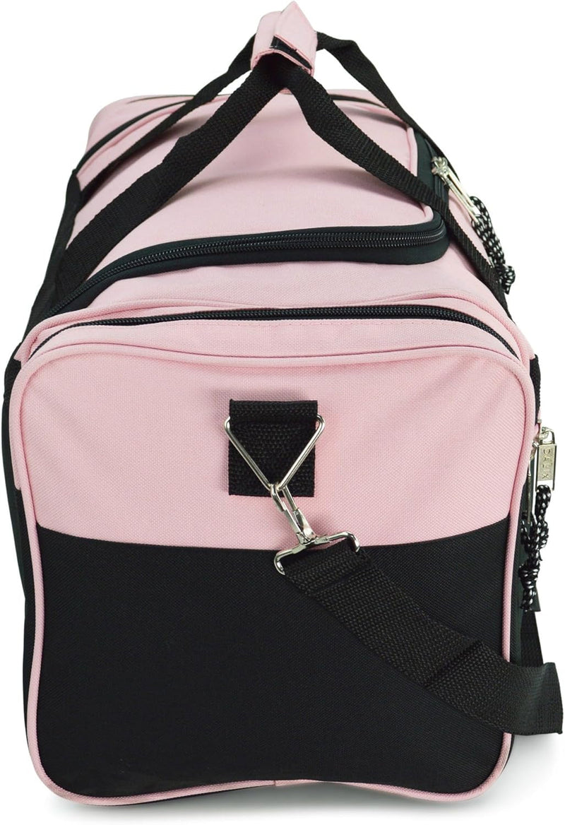 DALIX 21" Blank Sports Duffle Bag Gym Bag Travel Duffel with Adjustable Strap in Pink