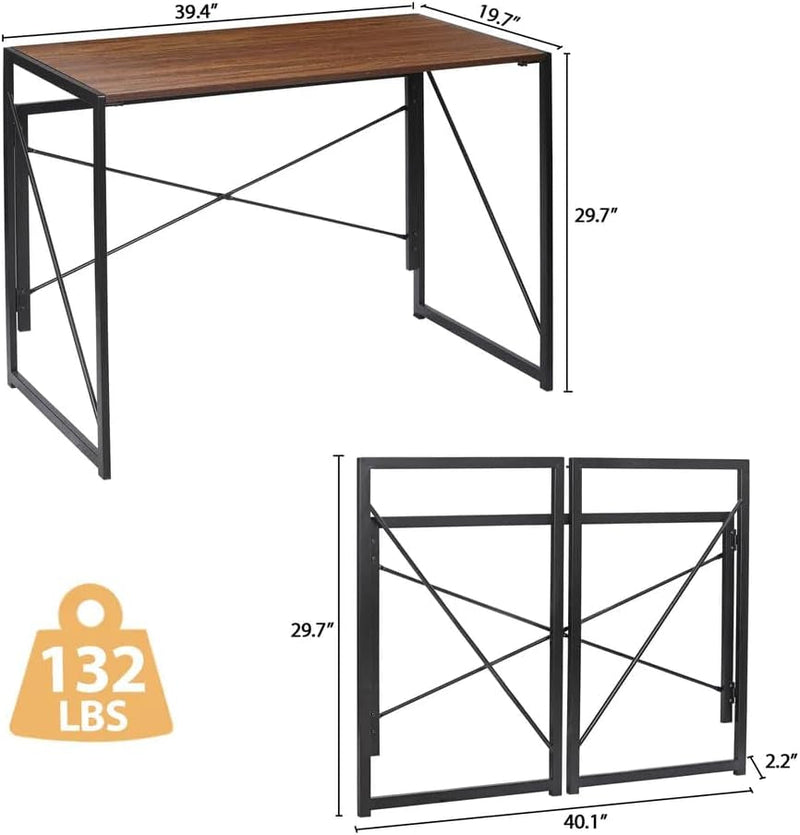 Folding Computer Desk, Writing Study Desk for Home Office, Corner Laptop Gaming Table, 39 Inches, Brown, X334535761582