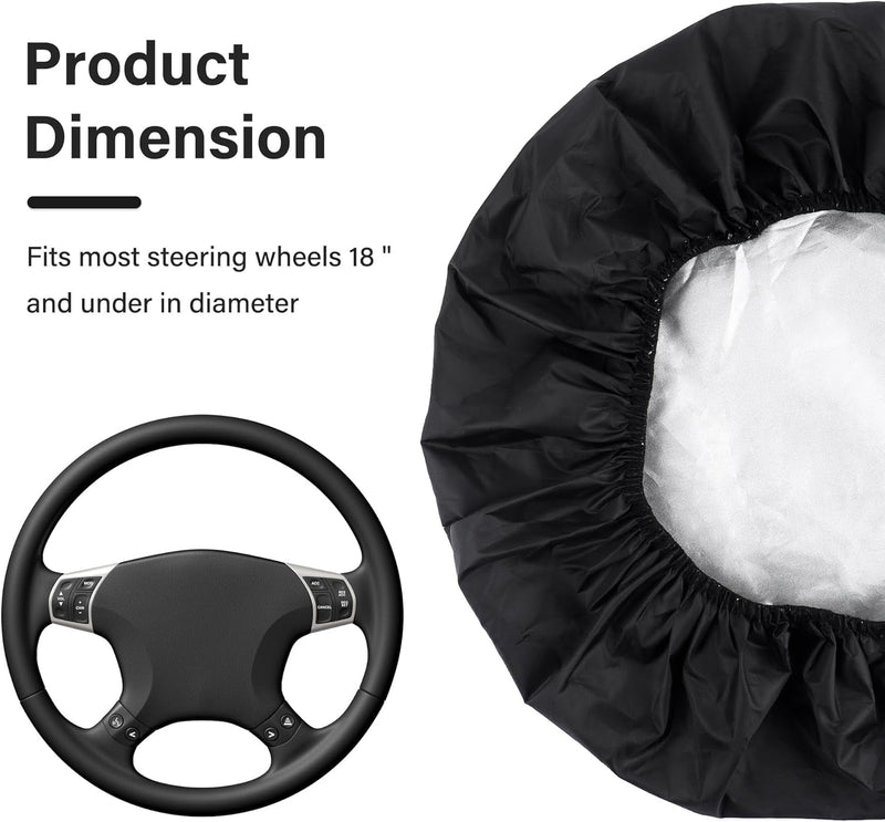 Car Steering Wheel Cover Sun Shade,Silver-Coated Cloth Car Wheel Cover for Blocking Sun & Heat,Universal 18 Inch Steering Wheel Shield Car Accessories Interior for Car Truck SUV