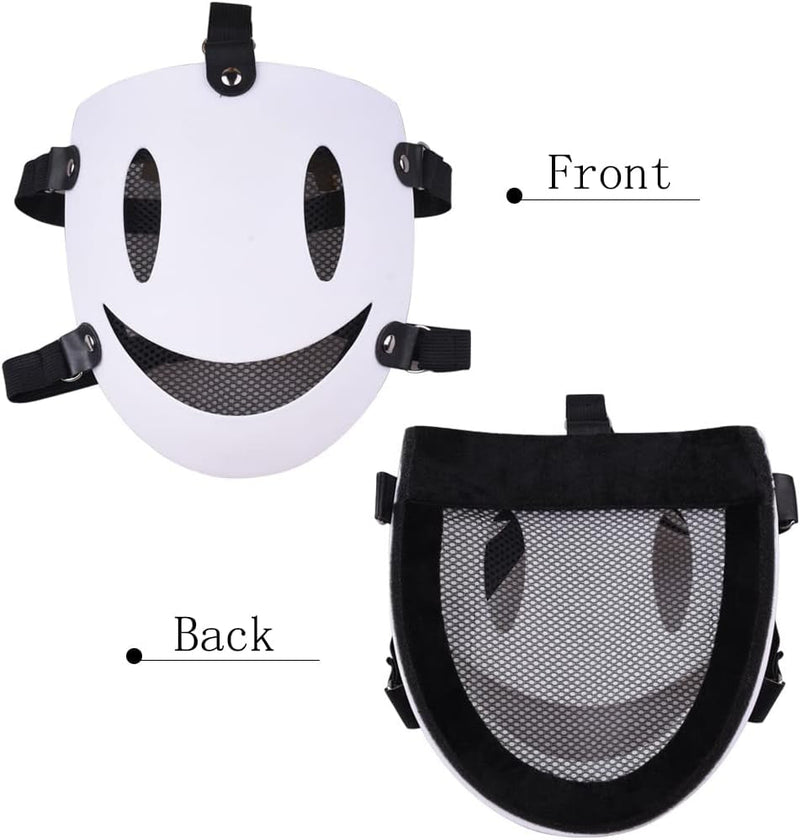 Gmasking 2022 Killer Face Tenku Shinpan Smile Cosplay Mask Halloween Party Mask (Black Mesh)