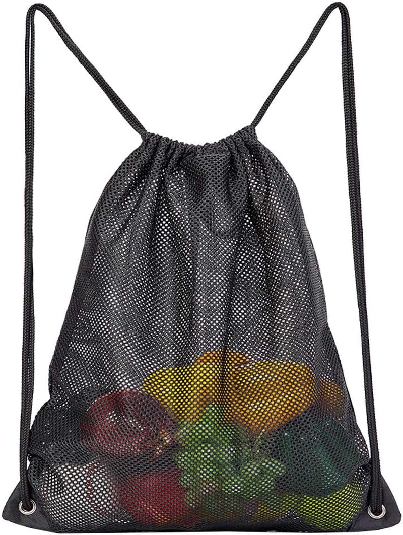 COVAX Heavy Duty Mesh Drawstring Bag, Sport Equipment Storage Bag for Beach, Swimming