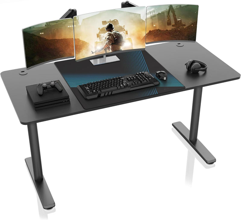 EUREKA ERGONOMIC White Gaming Desk, 60 Inch Large Home Office Computer Desk with Free Mouse Pad, I Shaped PC Gamer Students Teens Study Writing Table Laptop Sturdy Modern Workstation, Easy to Assemble