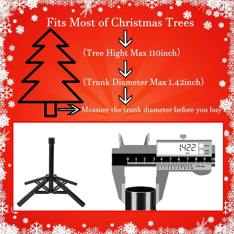 Artificial Christmas Tree Stand, Fake Foldable Christmas Tree Base for 2Ft to 6Ft Christmas Tree, Fits 0.5Inch-1 Inch Tree Pole, Black