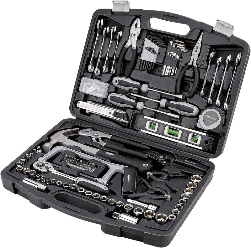 Amazon Basics 131-Piece General Household Home Repair and Mechanic'S Hand Tool Kit Set