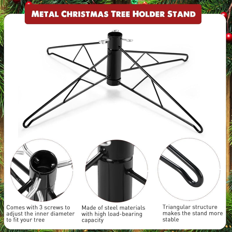 Barydat Christmas Tree Stand for Artificial Tree Steel Bar Xmas Tree Base Folding Replacement Tree Holder Base for Christmas Winter Holiday New Year Artificial Tree Decorations (Dark Green,26 Inch)