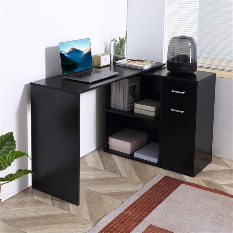 Computer Desk with Drawers - Home Office Desk with Shelves, Writing Desk with Monitor Stand & Storage Shelves, Gaming Desk Study Table, Office Desk with Storage Bookshelf Workstation Desk with Shelf