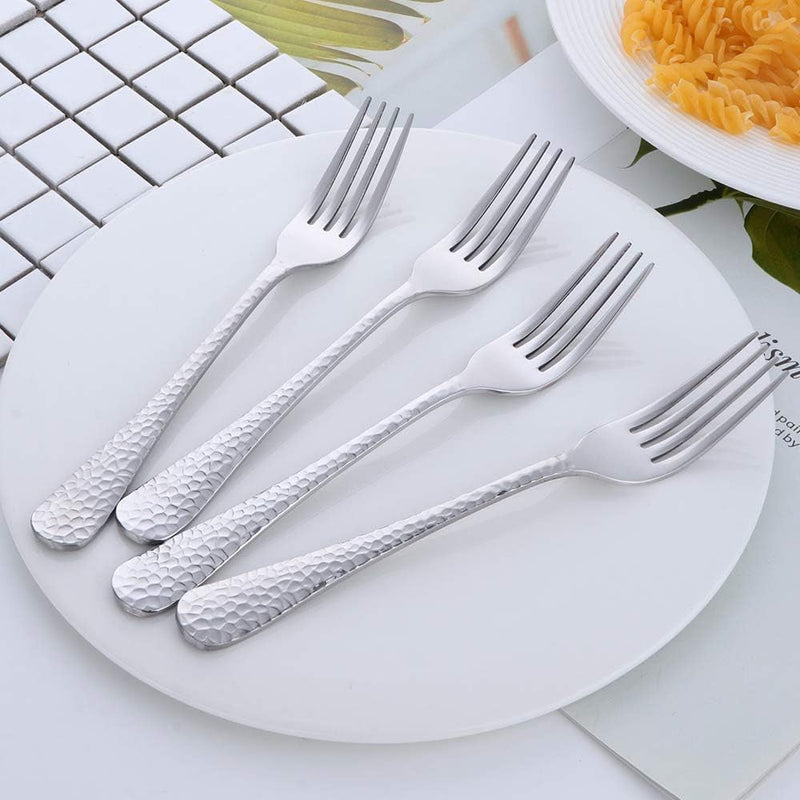 Dinner Fork Dessert Salad Forks 8-Inch Big Forks BUY&USE Stainless Steel Hammered Surface Silverware Set of 12 Pieces for Home Hotel Restaurant