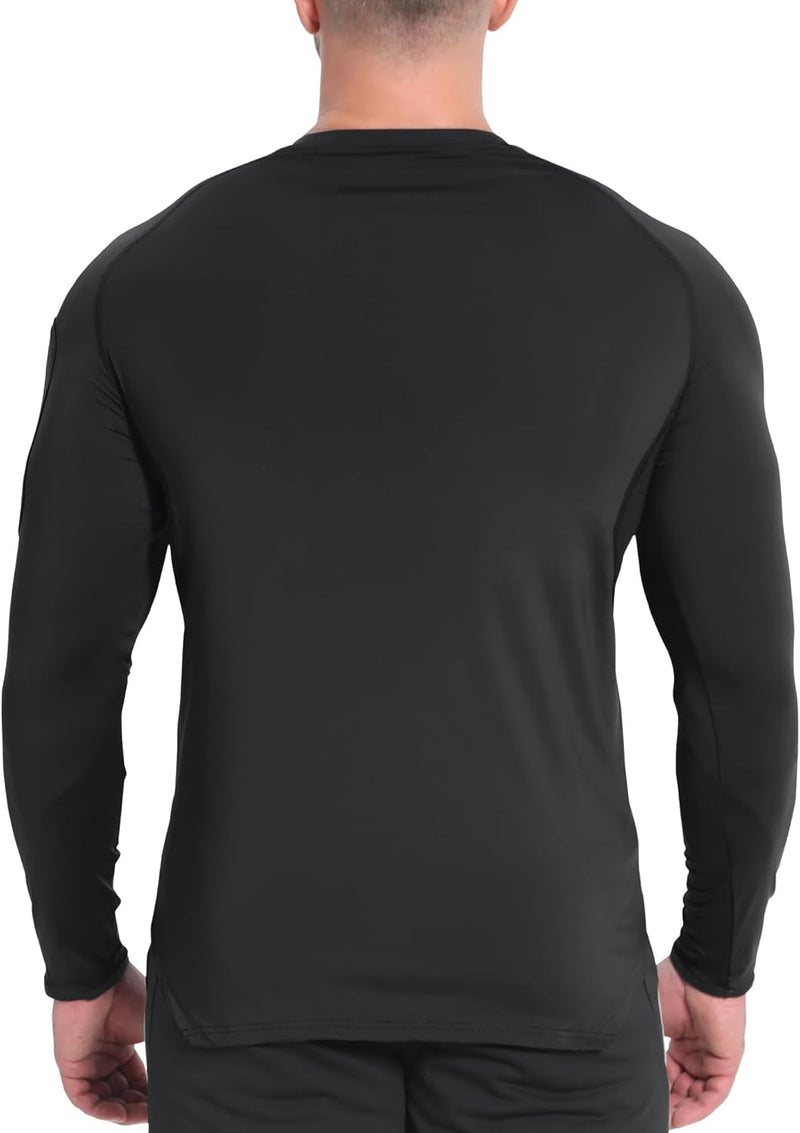 BROKIG Men'S Armzip Long Sleeve Running Shirts Quick Dry Sun Protection UV UPF 50+ Jogging T Shirts Zip Pocket Gym Workout