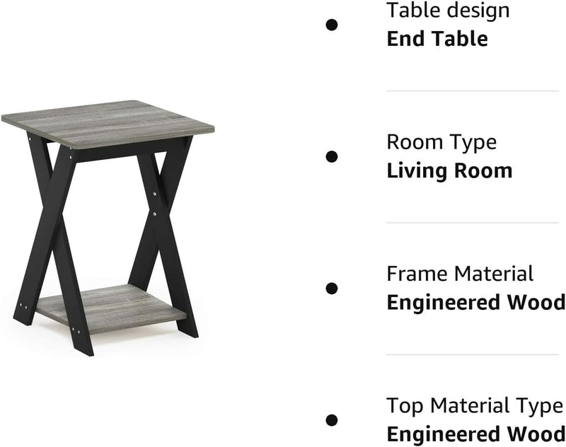 FURINNO Modern Simplistic Criss-Crossed End Table, French Oak Grey