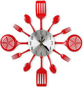 16 Inch Cutlery Kitchen Wall Clocks with Fork and Spoon Dial, Silent Clock Movement and Battery Operated, Great Wall Decor and Housewarming Gifts