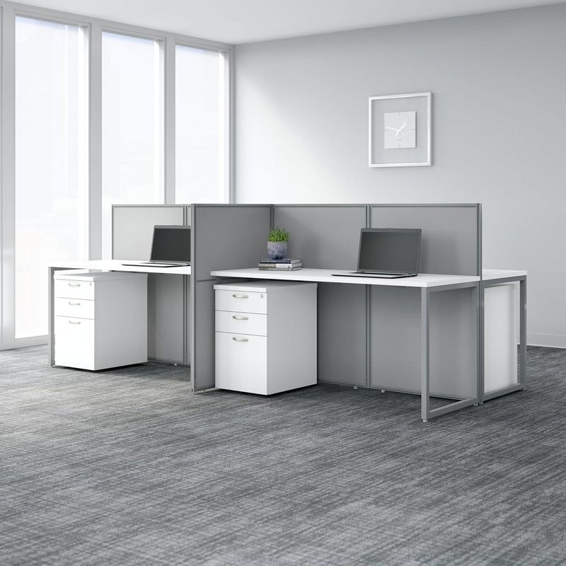 Bush Business Furniture Easy Office 2 Person Cubicle Desk with File Cabinets, 60W X 45H, Pure White