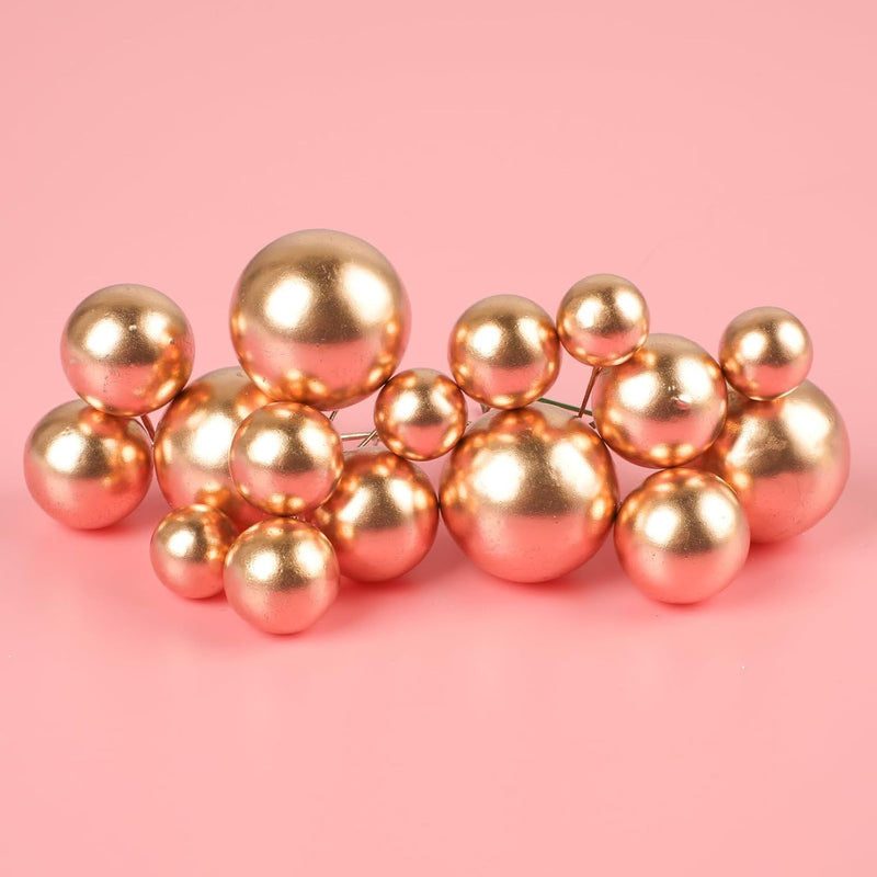 20Pcs Gold Balls for Cakes round Gold Cake Balls Mini Ball Cake Toppers Foam Cake Balls Decorations Balloon Cupcake Toppers Ball Shaped Cake Insert Topper for Wedding Birthday Cake Decoration Supplies