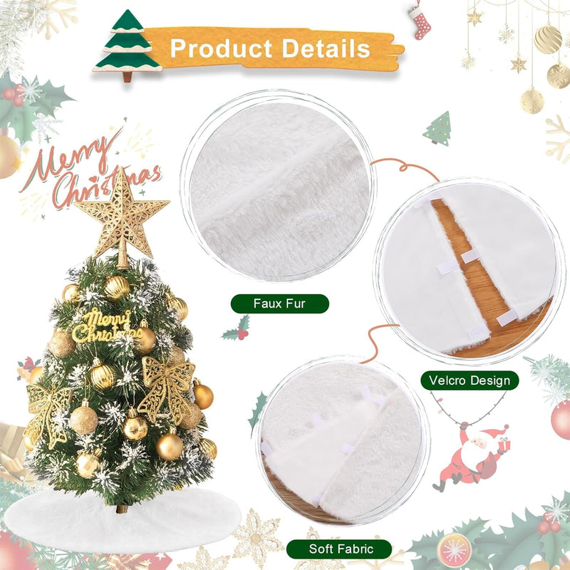 Christmas Tree Skirts White Faux Fur Tree Skirts Ornaments 36 Inches Xmas Plush Tree Mats for Artificial Trees Home Party Christmas Tree Decorations