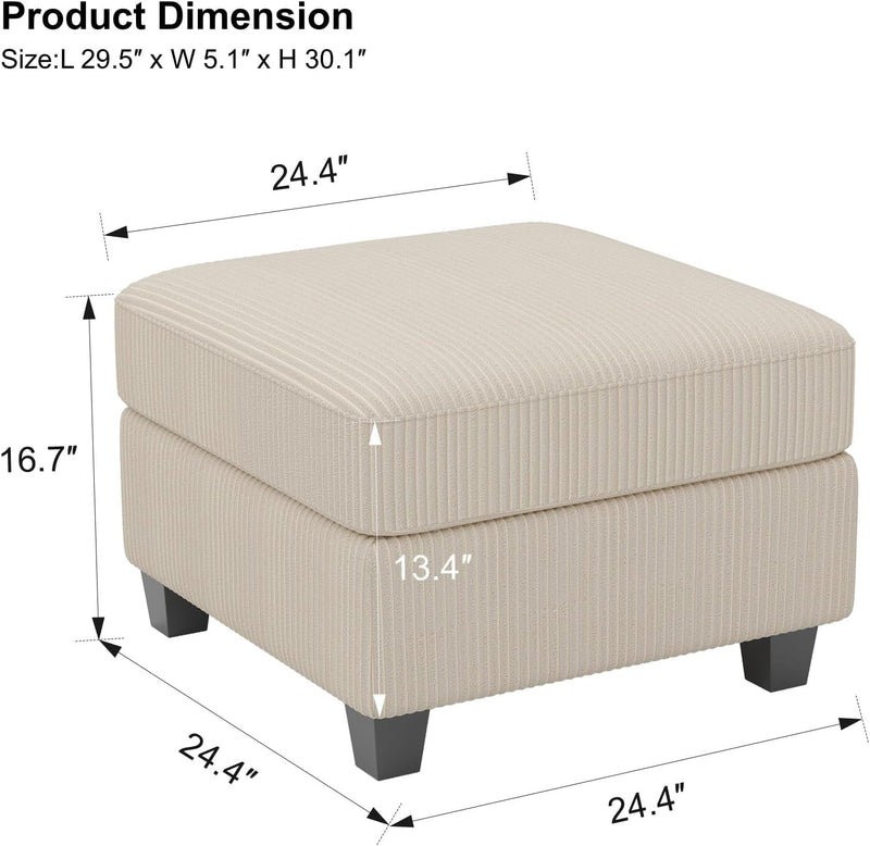 Belffin Corduroy Ottoman Modular Sectional Couch Module Parts Convertible Modern Sectional Sofa Couch, Beige