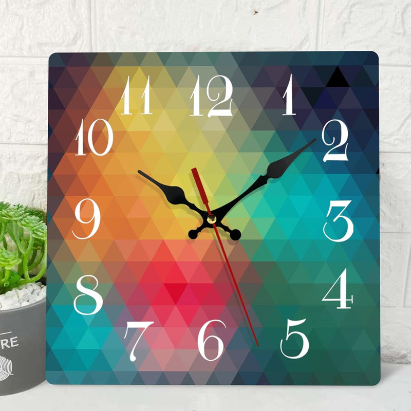 Artsocket Wooden Wall Clock Silent Non-Ticking, Green Blue Grey Teal Abstract Painting Gray Square Rustic Coastal Wall Clocks Decor for Home Kitchen Living Room Office, Battery Operated(12 Inch)