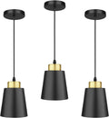 Black Pendant Lights for Kitchen Island, 3 Pack Farmhouse Pendant Lighting Fixtures with Metal Shade, Adjustable Cord Industrial Hanging Ceiling Light for Dining Room Hallway Bar Foyer