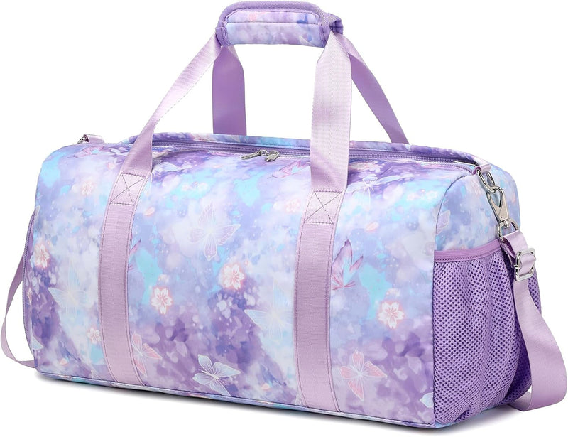 Duffel Bag for Girls Fluffy Dance Bag for Girls Ballet Bag Girls Sports Gym Bag Water Resistant Travel Duffle Bags with Shoes Compartment