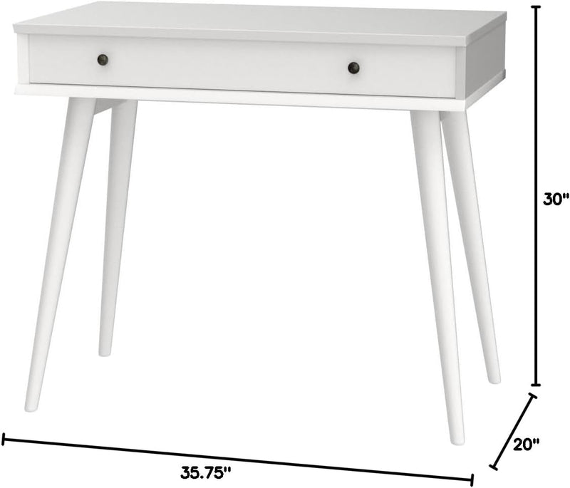 Camaflexi Midcentury Wood Desk, 30" H X 35.75" W X 20" D, White