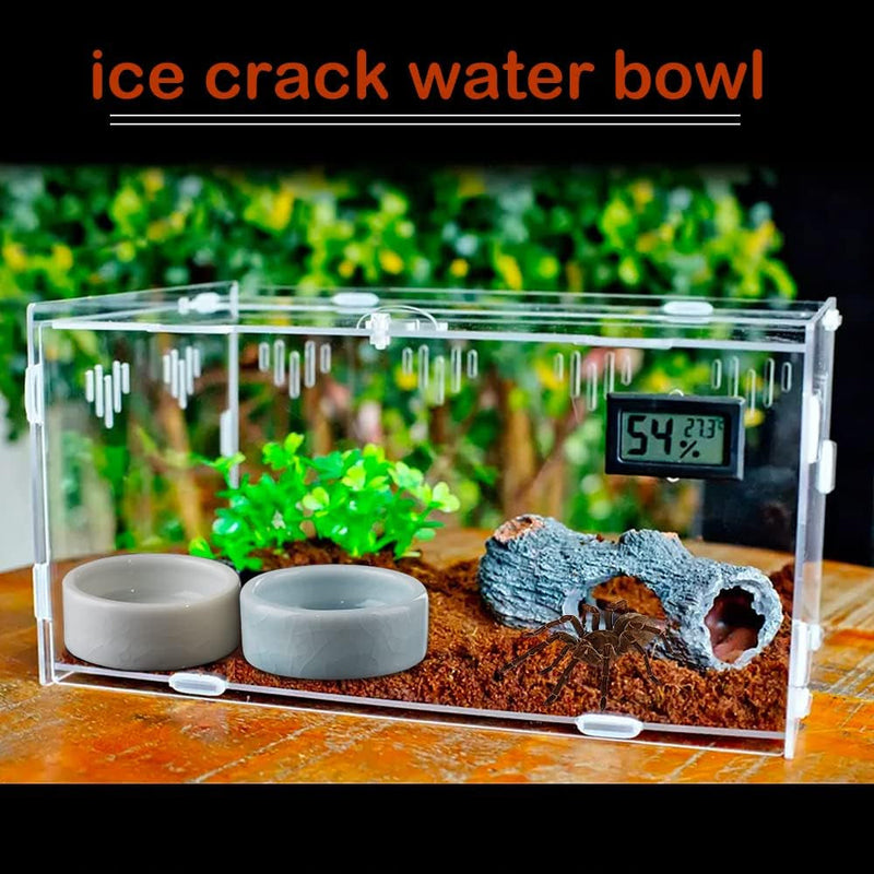 4 Pcs Ceramic Spider Micro Water Bowl, Ice Crack Design Hermit Crab Dish Tiny Bowl for Hermit Crab Tarantula Millipede Tiny Reptile (1.45" D, 0.55" H)