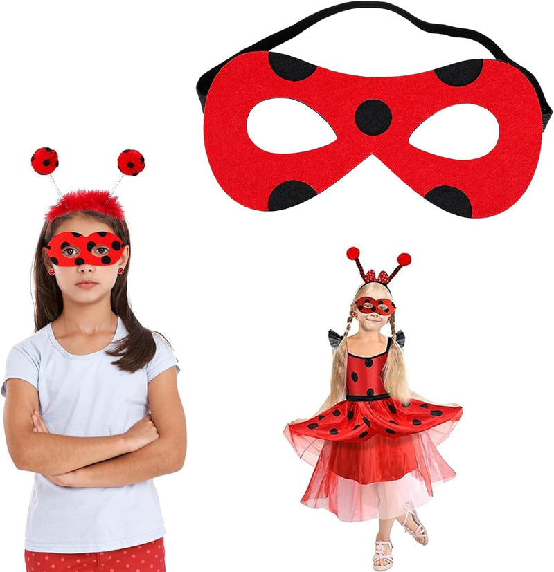 24 Pieces Lagybug Mask for Woman Girls Black Spot Red Miraculous Ladybug Mask Costume Halloween Party Cosplay Decorations