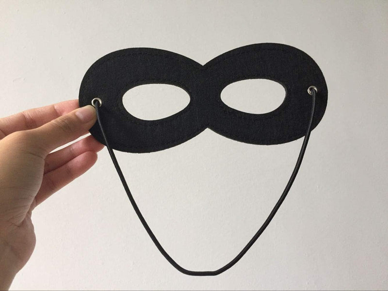 2Pcs Black Superhero Felt Eye Masks Halloween Dress up Masks Cosplay Half Masks with Elastic Rope