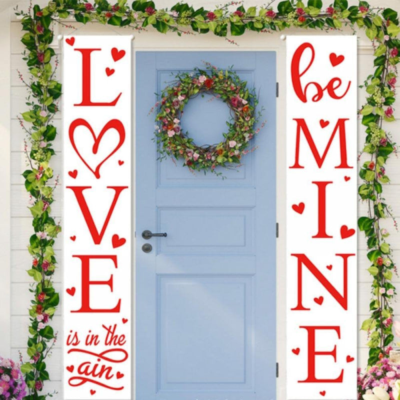 1 Set Valentines Day Decorations Banners Door Porch Sign Hanging Love Heart Streamers Wall Decor Party Supplies Home & Garden > Decor > Seasonal & Holiday Decorations 816084608 Style B  