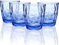 10 Oz Plastic Water Tumblers | Set of 4 Transparent Unbreakable Drinking Glasses Clear Acrylic Reusable Juice Wine Cups for Home Picnic Party, Dishwasher Safe, Stackable (Blue) Home & Garden > Kitchen & Dining > Tableware > Drinkware Topsky Blue  