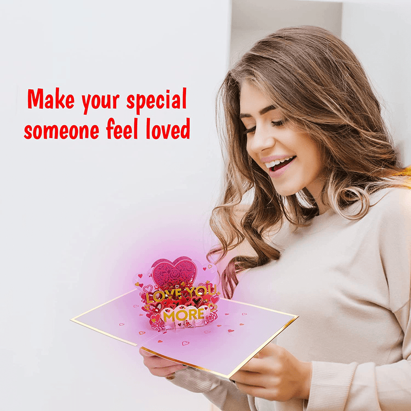 100 Greetings LIGHTS & MUSIC Love You More Valentines Card – Sings HAPPY TOGETHER – Valentines Day Gifts for Him & Her – Valentines Day Cards for Him & Her – Happy Valentines Day Card - 1 Pop up Card Home & Garden > Decor > Seasonal & Holiday Decorations 100 GREETINGS   