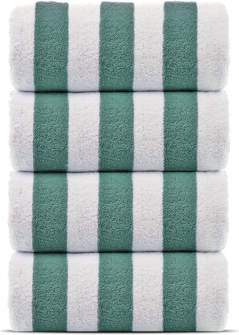 100% Turkish Cotton, Luxury Eco-Friendly Cabana Stripe Highly Absorbent Pool Beach Towels for Beach, Pools and Travel (30X60 Inches) 4 Pack, Gray Home & Garden > Linens & Bedding > Towels Turkish Linen Green Pool Beach Towels - 4 Pack 