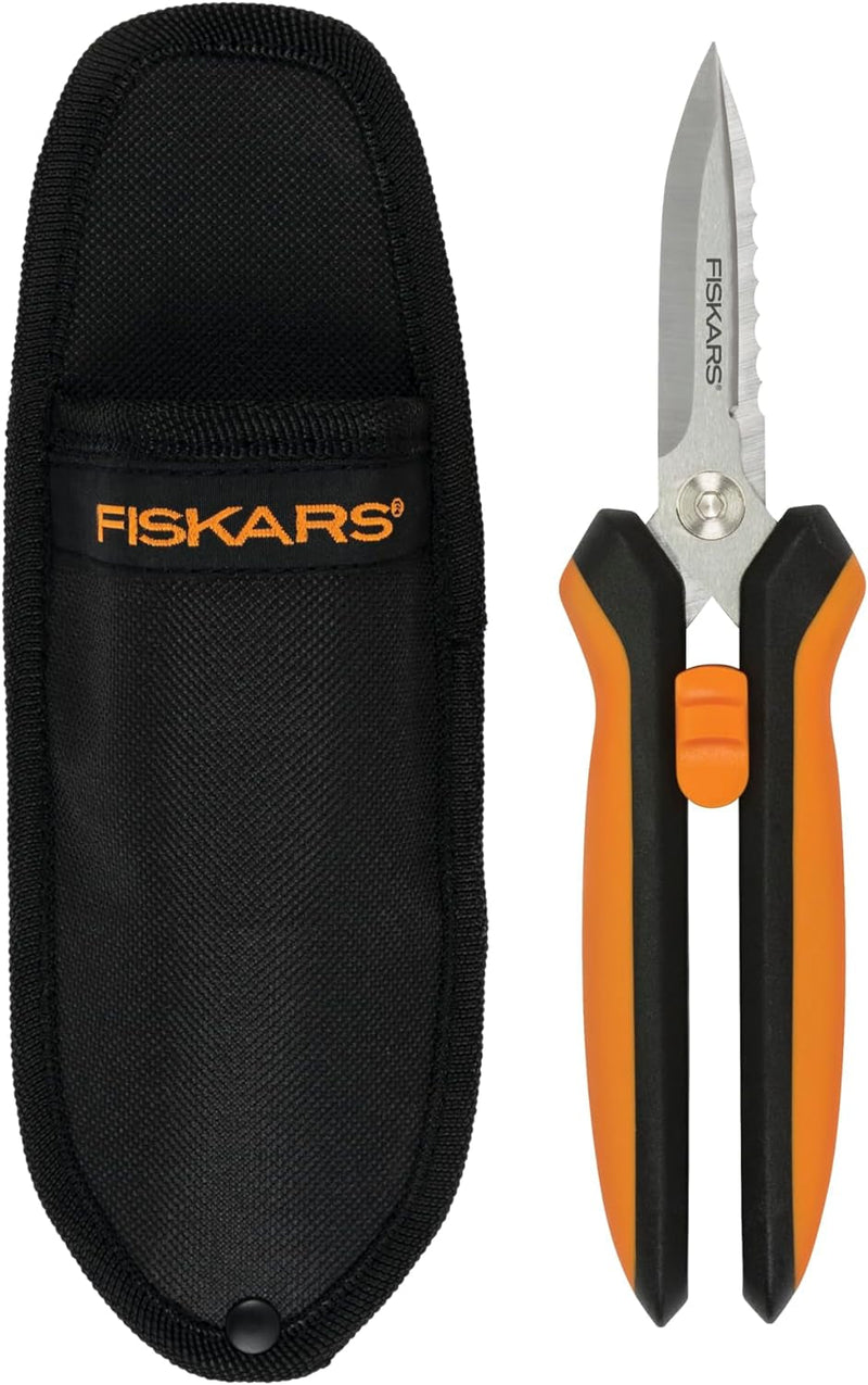 Fiskars Garden Scissors, 7-In-1 Garden Shears Multi-Tool with Sheath, Great for Plant Trimming, Cutting Nursery Pots, Bags, and Wire