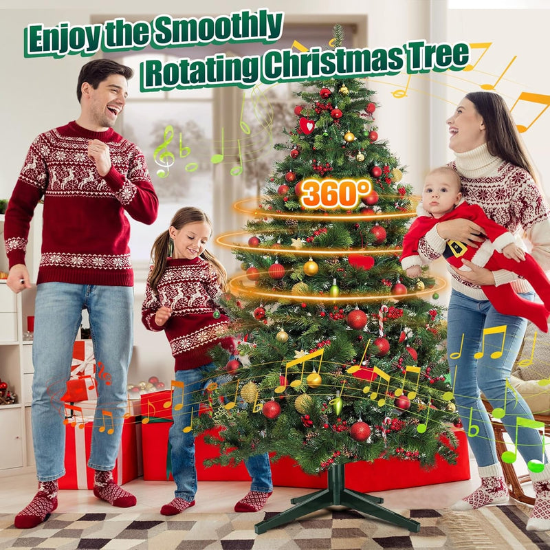 360° Rotating Christmas Tree Stand - Christmas Tree Spinner with Music, Stable Artificial Tree Stands Base Holder for up to 8Ft 100Lb Xmas Trees