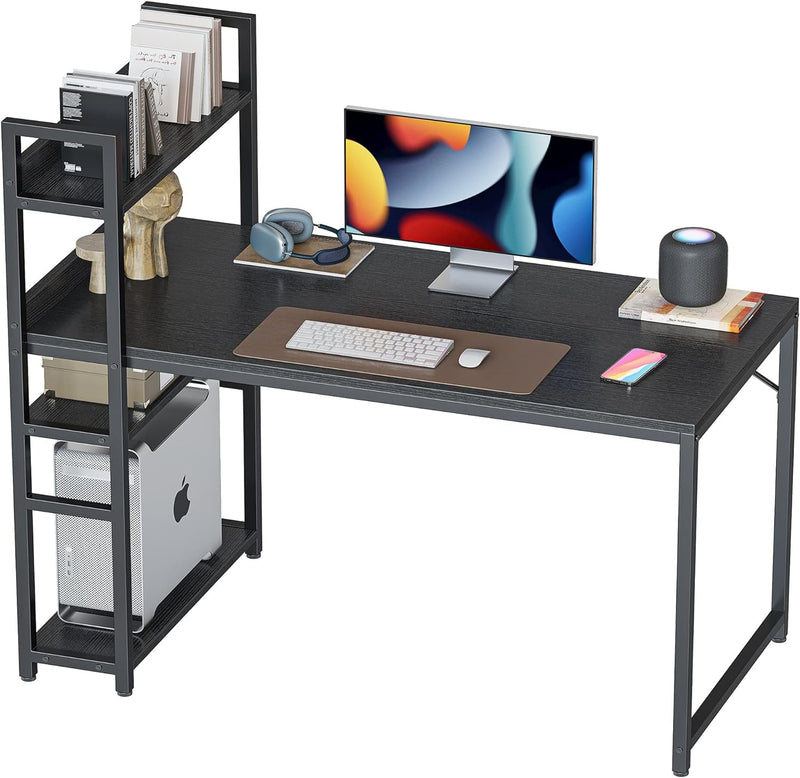 BANTI Computer Desk 47 Inch with Storage Shelves Study Writing Table for Home Office,Modern Simple Style, Black
