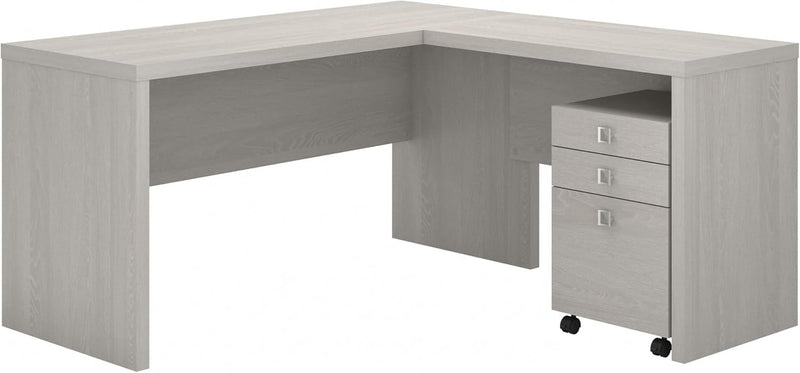 Bush Business Furniture Echo L Shaped Desk with Mobile File Cabinet, 60W, Gray Sand