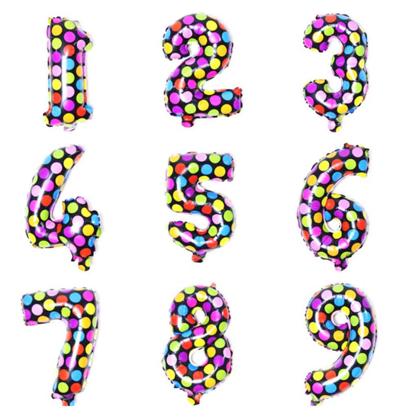 10Pcs 16 Inch Colorful Polka Dot Number Aluminum Foil Balloons Birthday Party Wedding Decor Air Baloons Event Party Supplies (0-9 Arts & Entertainment > Party & Celebration > Party Supplies FRCOLOR   