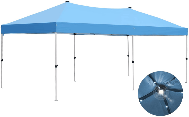 10x20 Pop up Canopy Solar Power Led Light Party Wedding Gazebo Tent with Removable Sidewalls White Home & Garden > Lawn & Garden > Outdoor Living > Outdoor Structures > Canopies & Gazebos outdoor basic Blue  